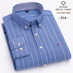 100 % Baumwolle Oxford Herrenhemden Langarm Kariert Weich Regular Fit Festliches Hemd Tasche Sozial Bluse Herrenkleidung S-7XL