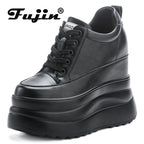 Fujin 13cm 2025 Echtes Leder Plateau Keilabsatz Flats Schuhe Chunky Sneaker Lässige Bequeme Hochwertige Herbst Spaziergangsschuhe