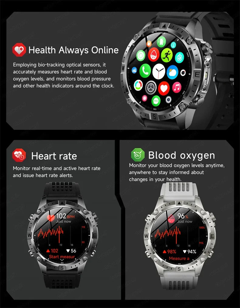 GPS Smart Watch for Men 2G ROM GPS Offline Maps Waterproof Swim Hiking Fitness Tracker Sleep SpO2 Rugged Durable Smartwatch GPS