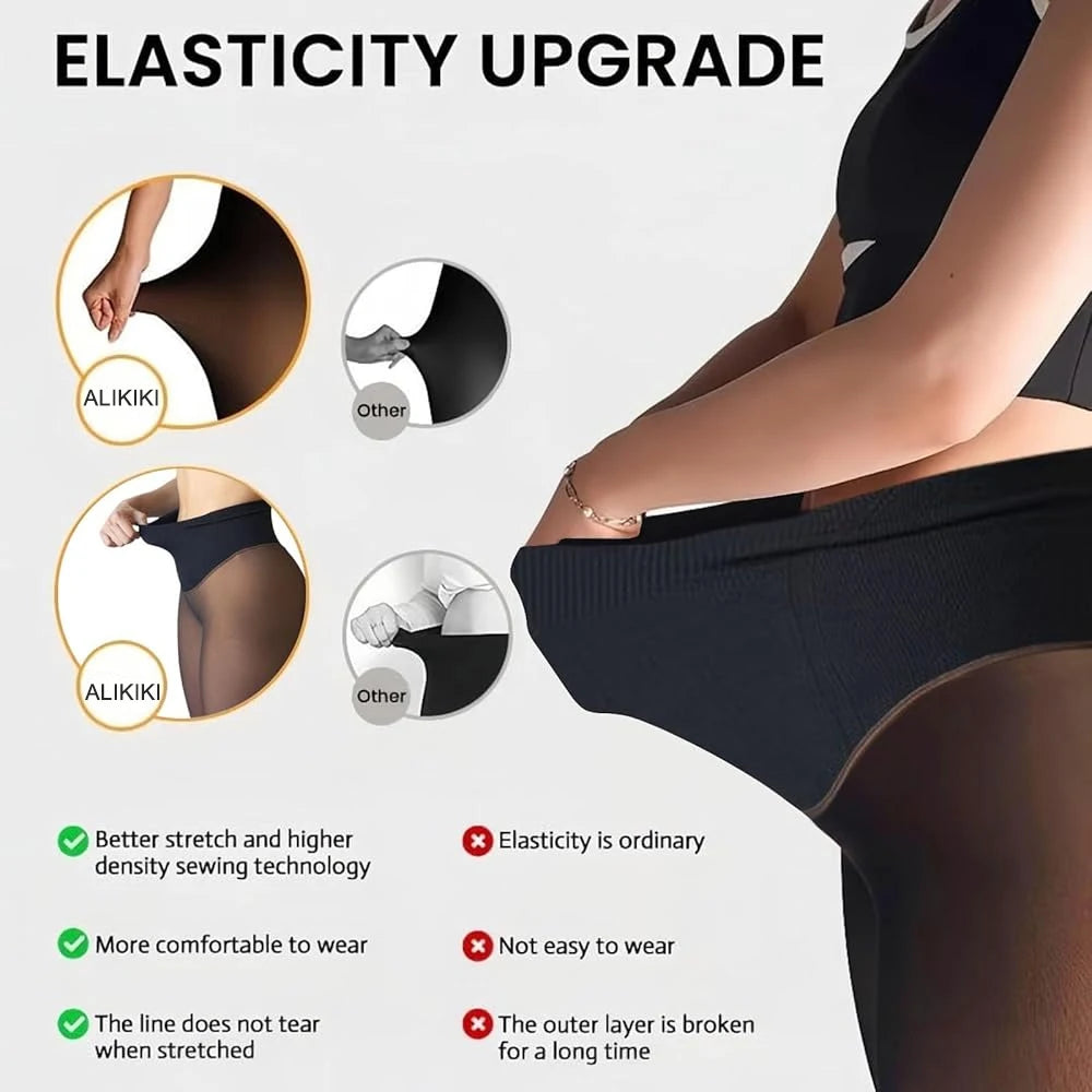 Einnaht-Fleece-Strumpfhose gefütterte Thermo-Leggings formgebender Kompressionsbund durchscheinende Strumpfhose transparente Fleece-Leggings große Größen