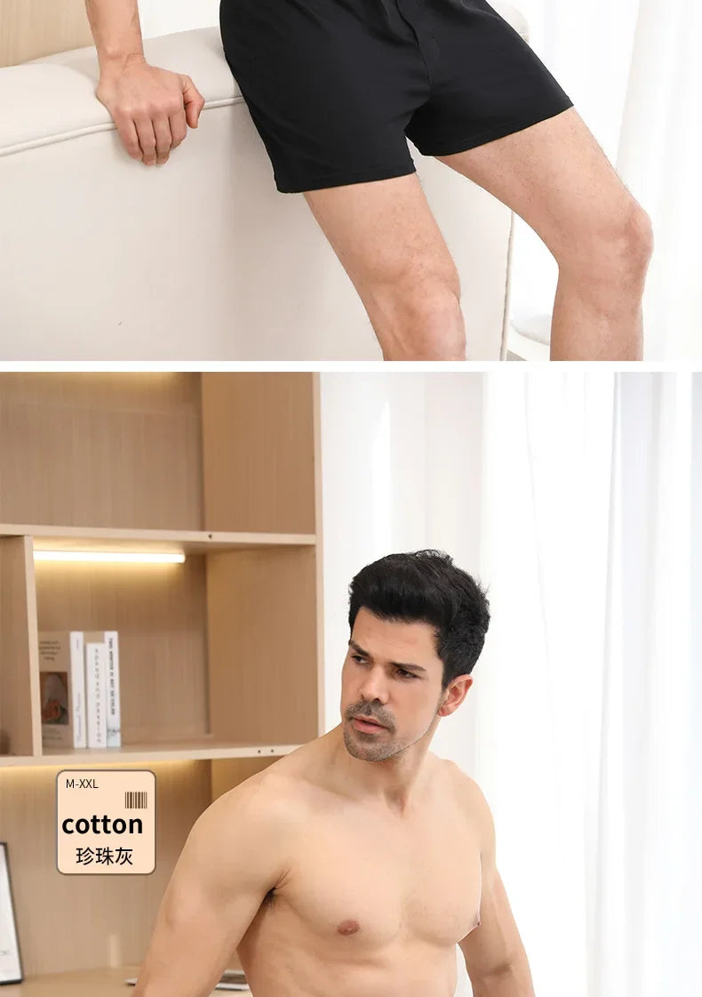 Herren Aro Unterhosen Unterwäsche 100% reine Baumwolle Schlafhose lose atmungsaktive Herren High Waisted Four Corner Boxershorts