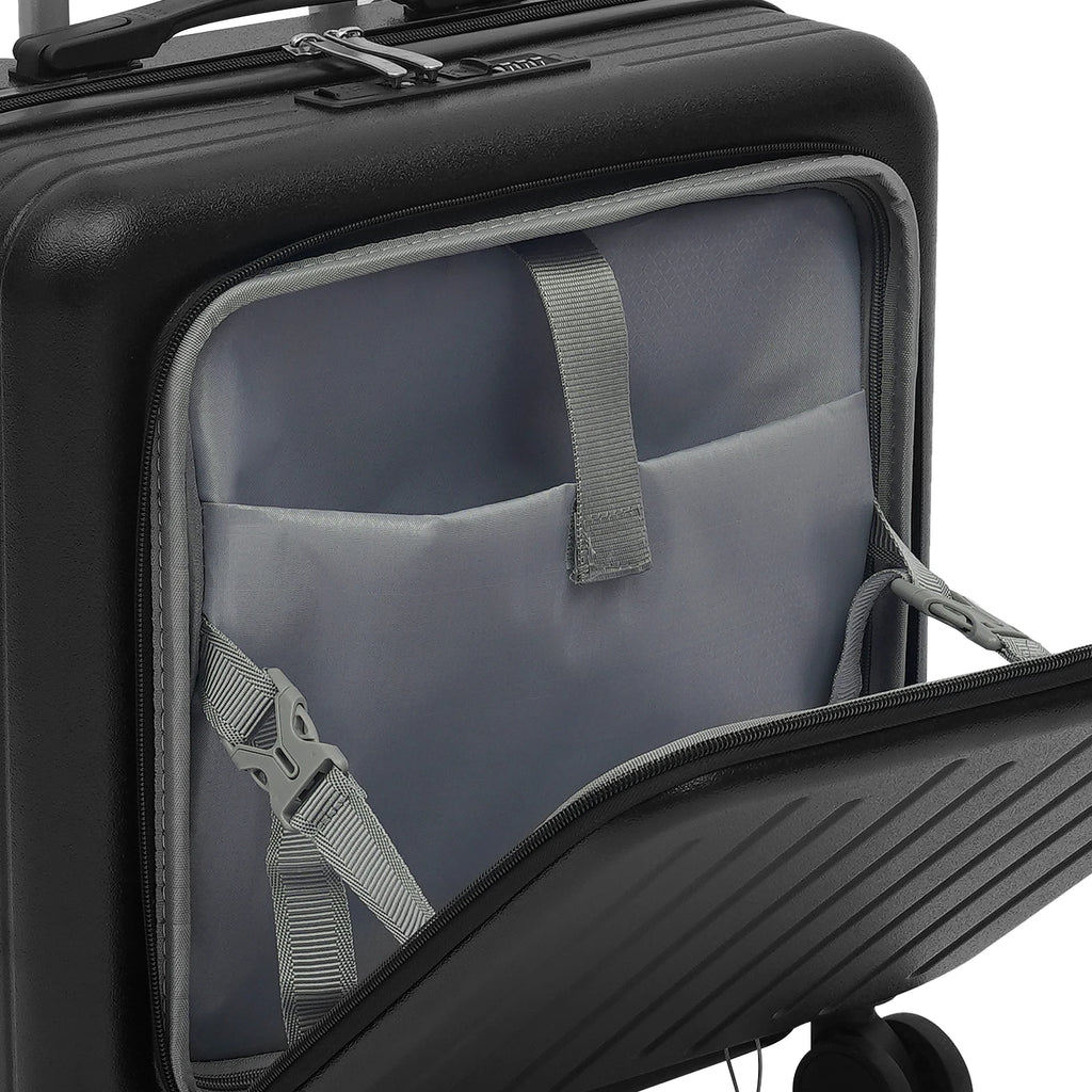 Handgepäck Roller Koffer Trolley 18" ABS-Schale Kabinengepäck Frontfach Multifunktionsräder Erweiterbar