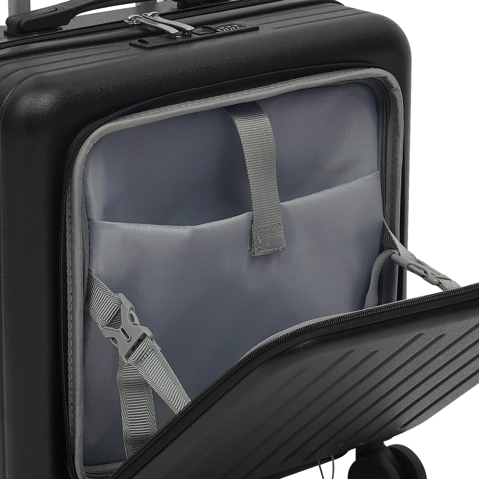 Handgepäck Roller Koffer Trolley 18" ABS-Schale Kabinengepäck Frontfach Multifunktionsräder Erweiterbar