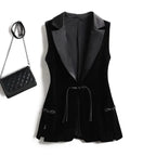 Schwarze Samtweste Jacke für Damen Ärmelloser Blazer Mode 2026 Frühling und Herbst Anzug Tank Top Retro Weste Z2338