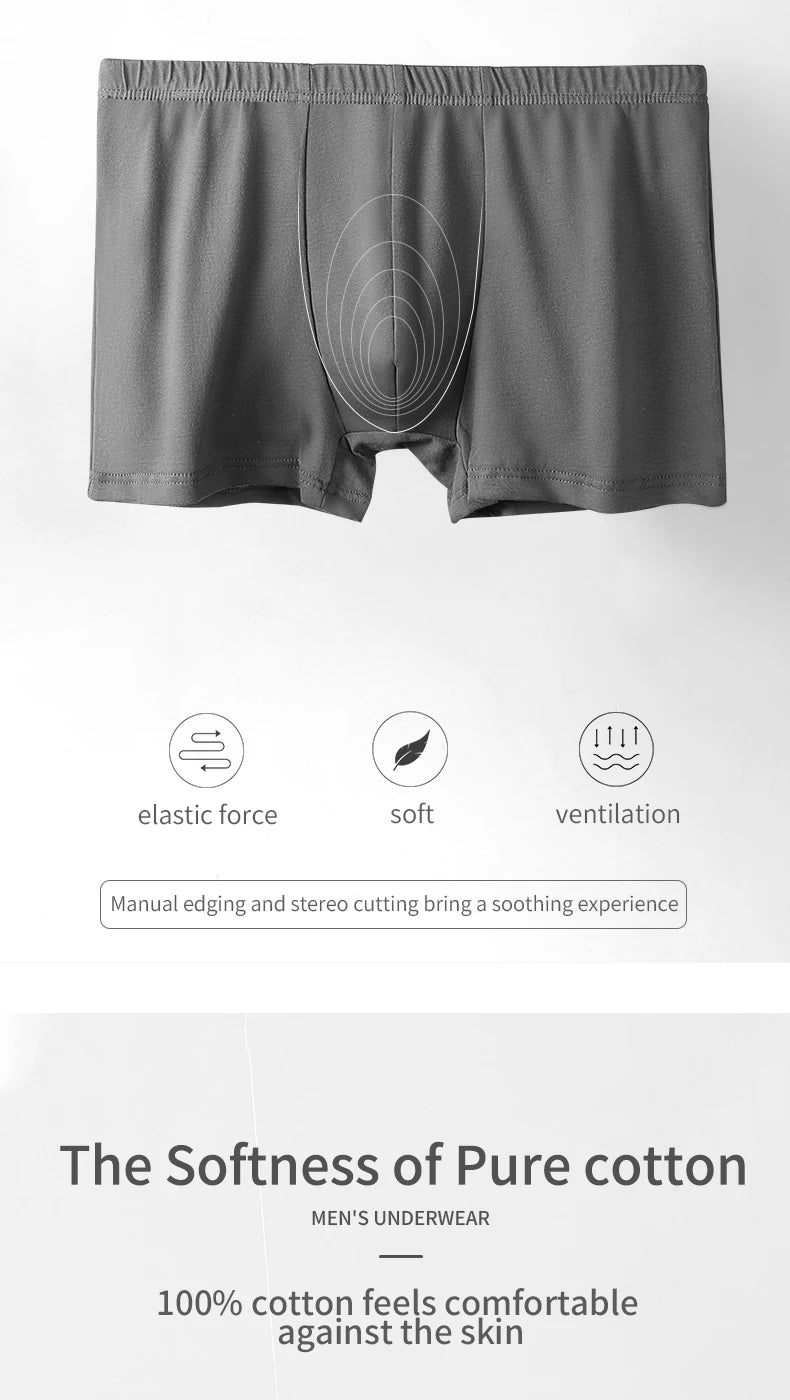 Herrenunterwäsche 100% Baumwolle Boxer Briefs Sommer Große Größe Dünne Atmungsaktive Komfort Unterwäsche Sport Jungen Boxer Briefs