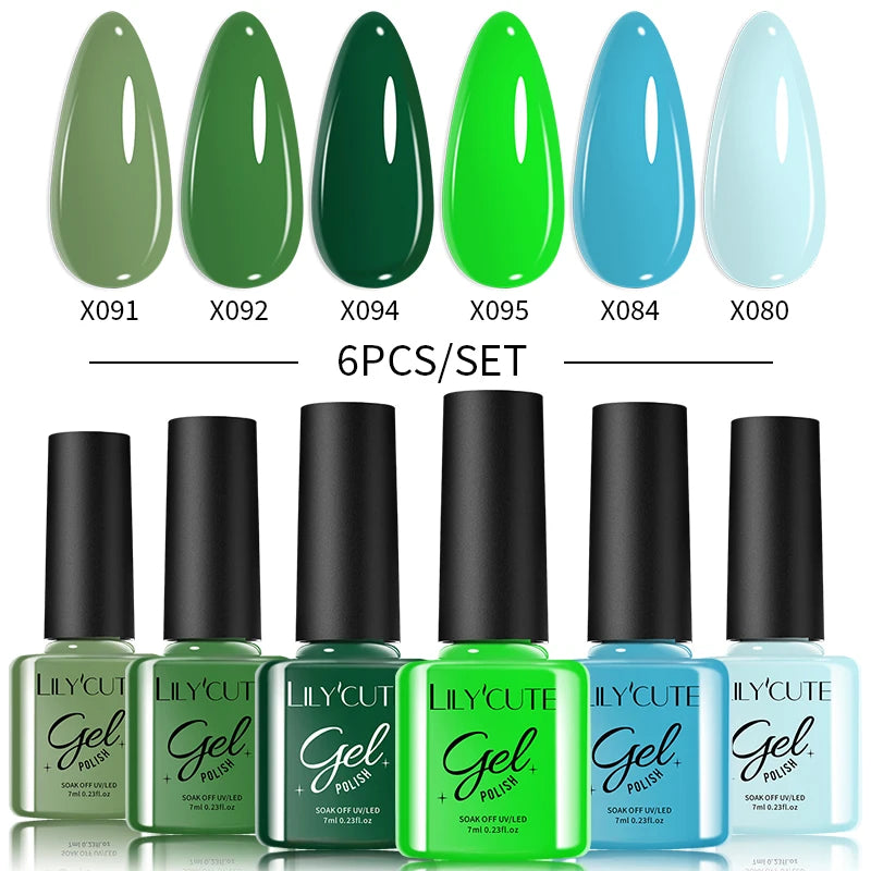 LILYCUTE 6PCS Gel-Nagellack-Set Sommer Neon Nagellack-Gel-Kits für DIY Nagel Semi-Permanenter UV-Lampe Gellack Nagellack-Set