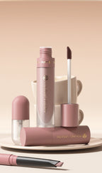 4tlg. Set Langanhaltendes Wasserdichtes Lippen-Make-up-Kit – Weicher, geschmeidiger cremiger Lippenstift & Lipgloss Lip Oil Set