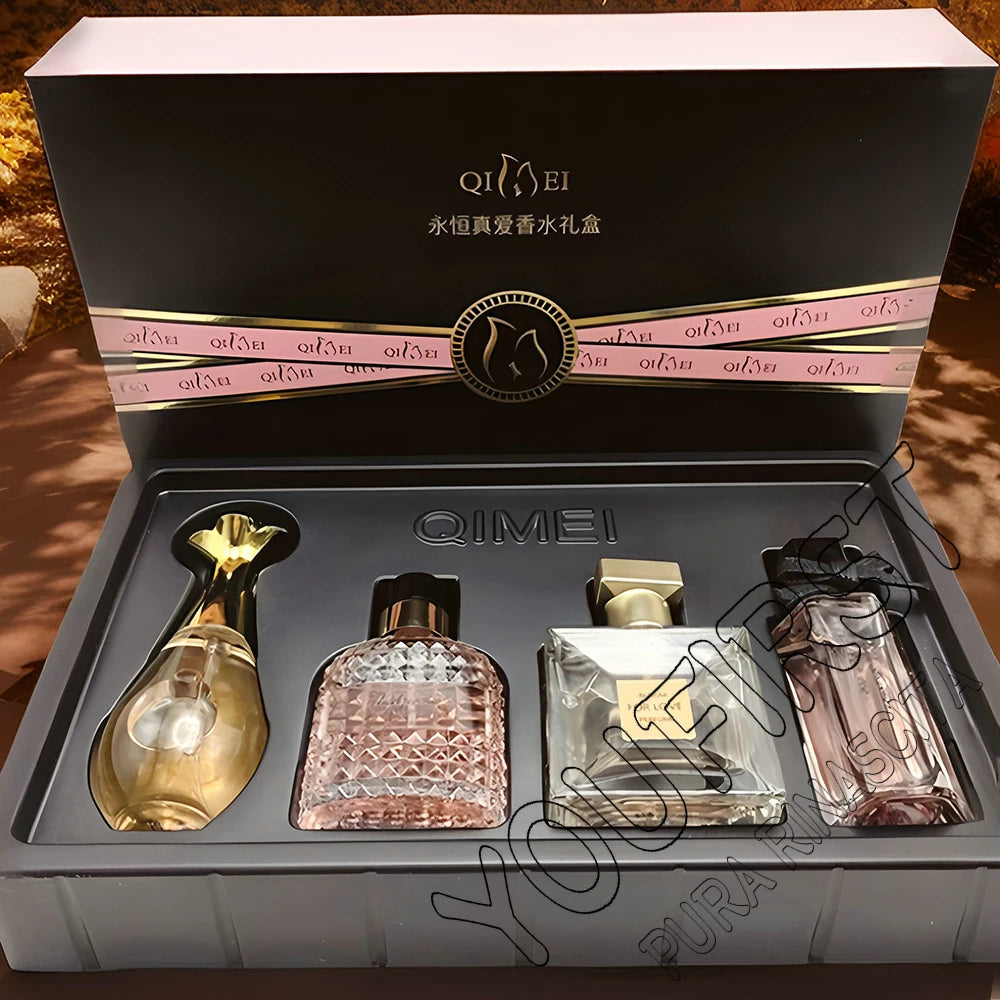 Luxusmarke Parfüm Damen Eau De Parfum Femme Geschenkset 4-teilig 100ml Parfums De Mujer Frisch Natürlicher Blumig-Fruchtiger Duft Spray