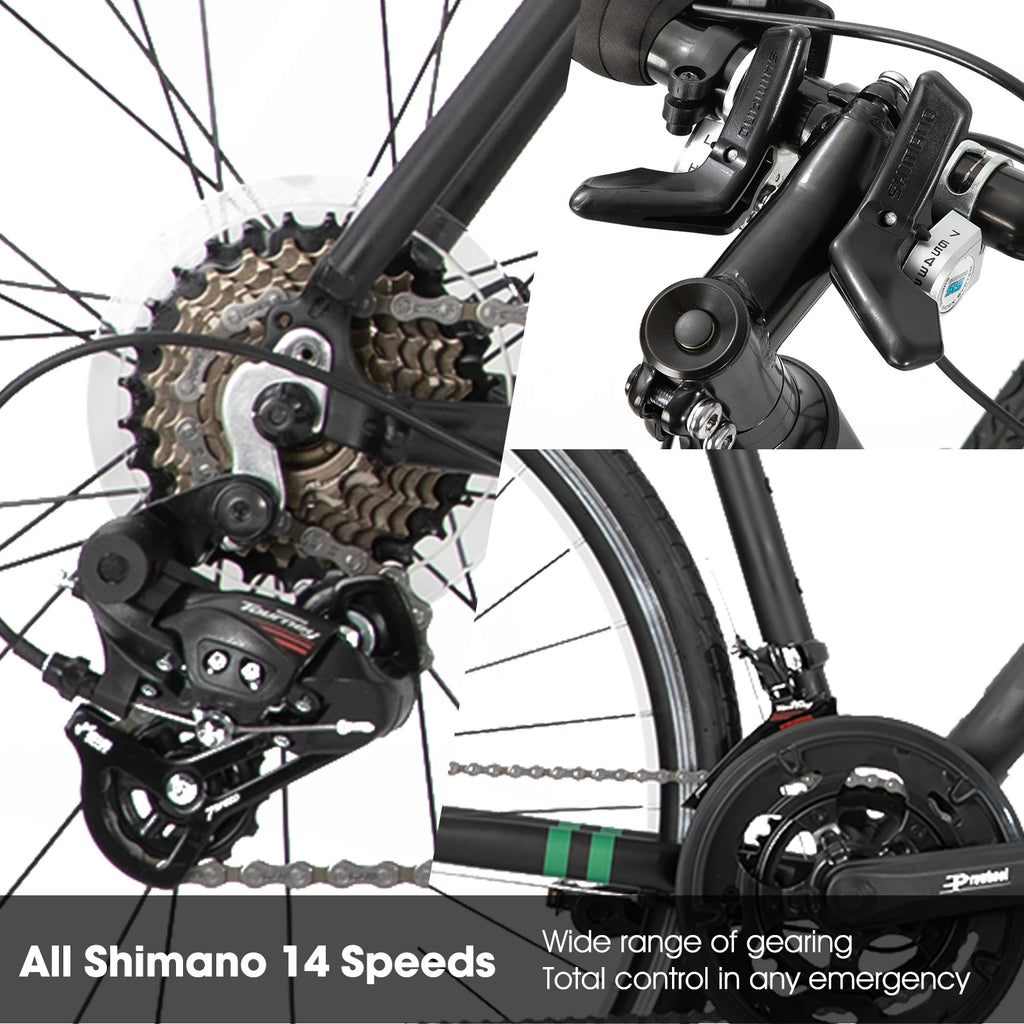 Hiland Aluminium Rennrad, Shimano 14 Gänge, 53/57cm Rahmen, Rennrad für Herren Herren-Rennrad