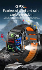 2025Neue GPS Smartwatch für Xiaomi IOS Militärkompass Taschenlampe Smartwatch Herren 10ATM Wasserdicht 100+Sportmodi BT Anruf Uhr