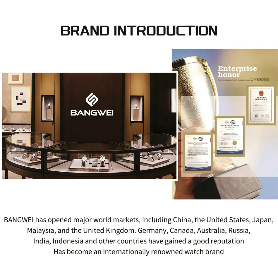 BANGWEI Elegante Luxus Quarz Damenuhr Mode Klassisch Einfach Edelstahluhren Automatisches Datum Wasserdicht Diamant Damen Armbanduhr