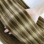 Clip-in Echthaar Extensions Glatt 100% Remy Echthaar Clip-in Extensions Unsichtbare Nahtlose Clip-ins Haarverlängerung 8 Stück Natur