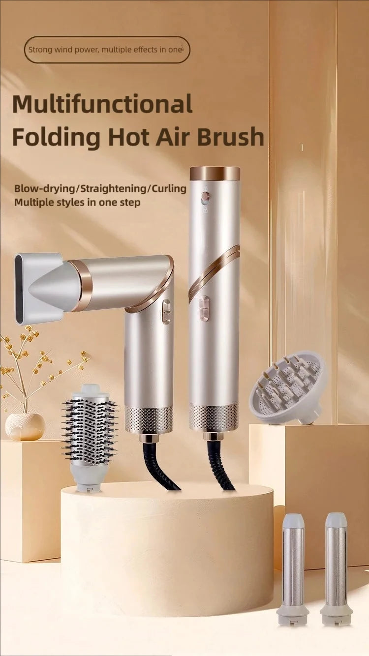 5-in-1 Handgriff Faltbarer Haartrockner Tragbarer Multifunktionaler Heimhaartrockner Negativ-Ionen-Haarpflege Lockenstab Persönliches Styling