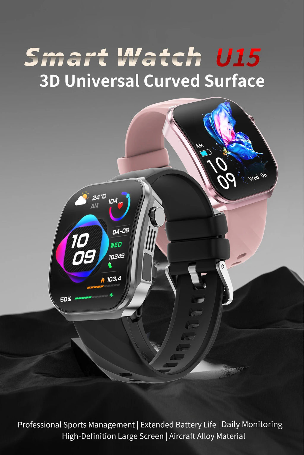 LIGE Neue 2,2-Zoll 3D Gebogenes Display Smartwatch Mit LED-Licht Thermometer Gesundheitsmonitor Smartwatch BT Anruf Sport Fitness Uhr