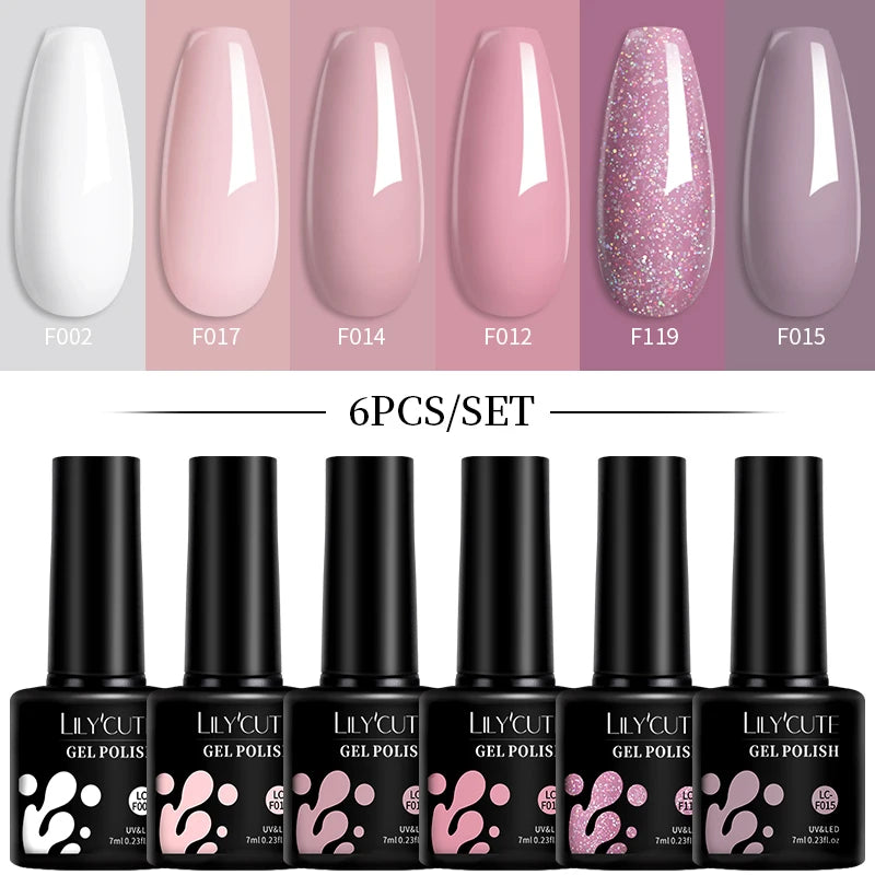 LILYCUTE 7ML 6PCS Neon Gel Nagellack Set fluoreszierend Farbwechsel Semi Permanent Soak Off Maniküre-Kit Nail Art Gel