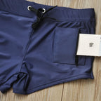 Herren Badehose mit Reißverschlusstasche Badeshorts Boxershorts Square Leg Mesh-Futter Boardshorts Badeschuhe
