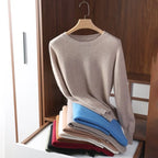 Damen Slim O-Neck Pullover Kaschmir-Wollmischung Pullover Herbst Und Winter Langarm Strick Unterhemd Große Größe 2024