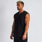 Sommer Baumwolle atmungsaktive V-Ausschnitt Tank Tops Fitnessstudio Workout Laufen Sport Ärmelloses Shirt Herren Fitness Bodybuilding Muskelbekleidung