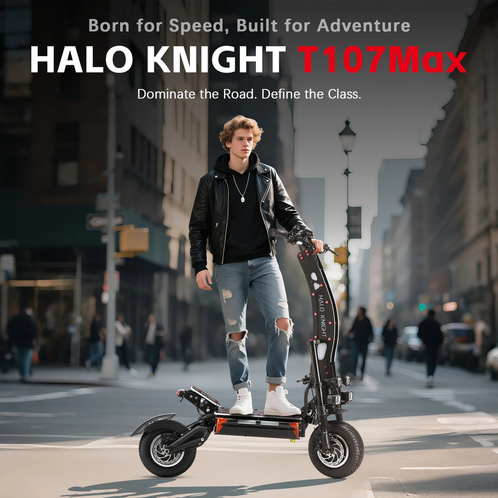 HALO KNIGHT T107Max 72V 8000W Elektroroller für Erwachsene, schnell, 120km/h, Leistungsstarker Doppelmotor, E-Scooter, Top E-Scooter