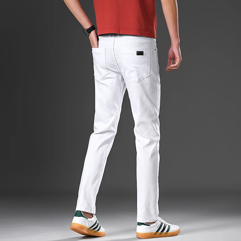 2026 98 % Baumwolle Elastische Baumwolljeans Herren Frühling Slim Straight Denim Hose Komfort Große Größe Koreanische Business Casual Hose