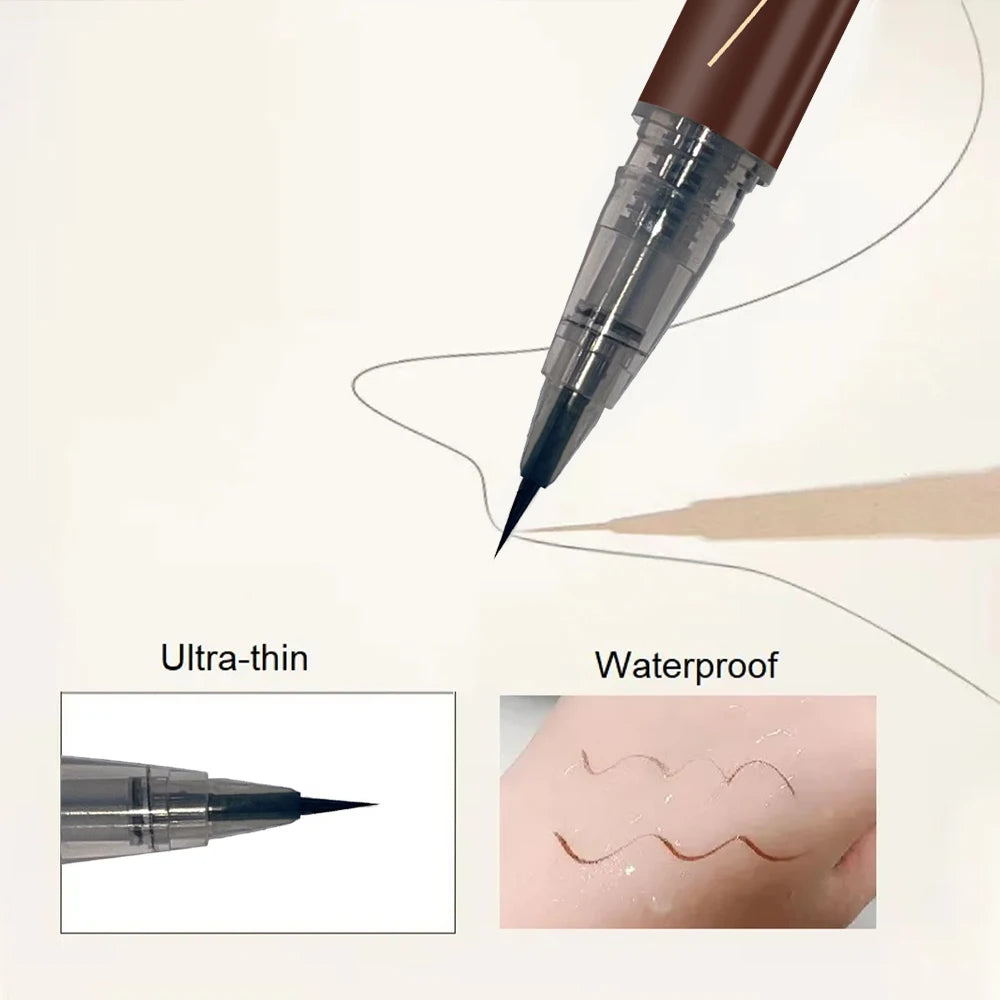 Ultrafeiner Augenbrauenstift wasserfest professioneller schweißfester flüssiger Eyeliner Augenbrauen-Dauer-Make-up-Kunst mit zwei Funktionen
