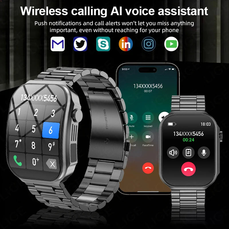 LIGE Neue 2,2-Zoll 3D Gebogenes Display Smartwatch Mit LED-Licht Thermometer Gesundheitsmonitor Smartwatch BT Anruf Sport Fitness Uhr