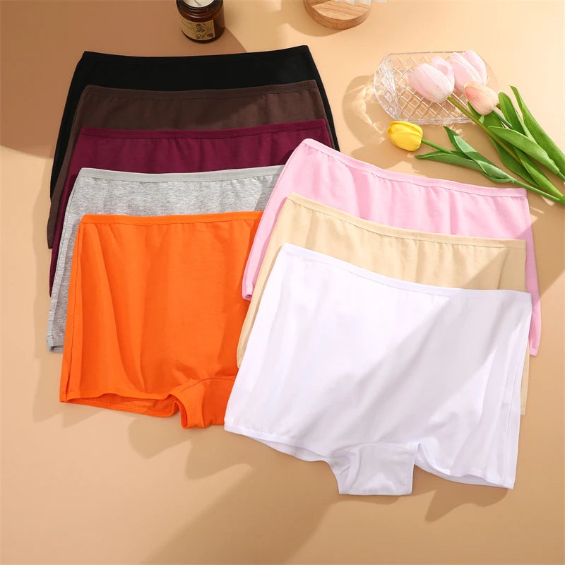 FINETOO 3er-Pack Damen Baumwoll-Boyshorts Atmungsaktive Low-Waist Unifarben Unterwäsche Damen Legere Sport Boxershorts Unterhosen