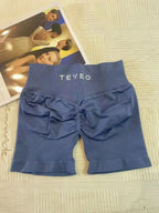 TEVEO Damen Yoga Shorts Dehnbar Atmungsaktiv Peach Butt Lift Fitness Laufshorts High Waist Stretch Schweißableitend