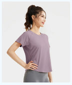 STOUREG Damen Lockeres Mesh Sport T-Shirt Schnell Trocknend Kurzarm Yoga T-Shirt Pilates Laufen Sport Fitness Kurzarm