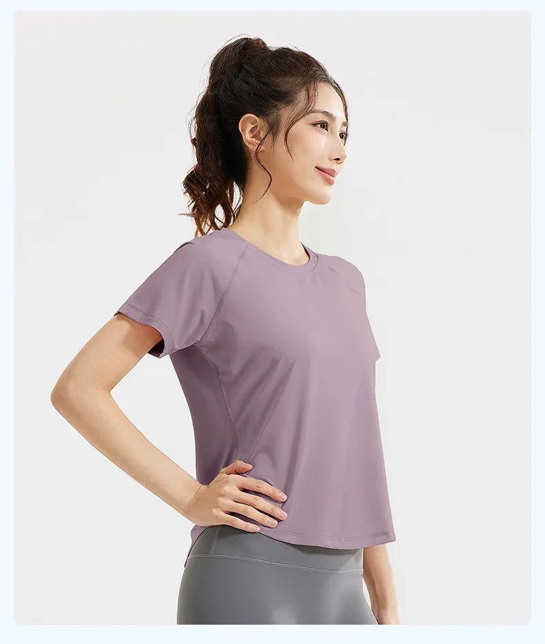 STOUREG Damen Lockeres Mesh Sport T-Shirt Schnell Trocknend Kurzarm Yoga T-Shirt Pilates Laufen Sport Fitness Kurzarm