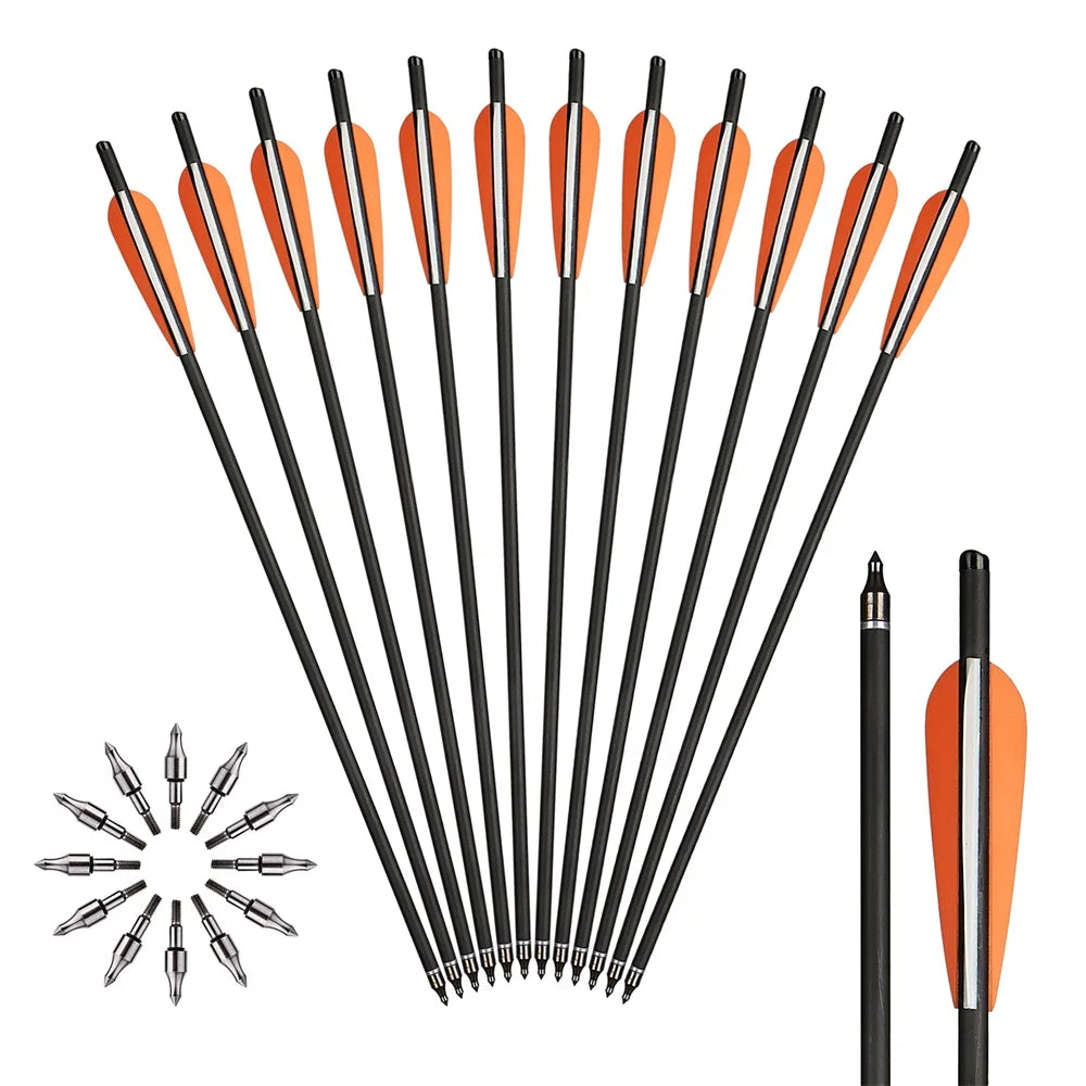 Carbon-Armbrustpfeil mit ersetzter Pfeilspitze, Bogenschießbolzen, Schießzubehör, Jagd, ID8.8, AD7.6, 20"