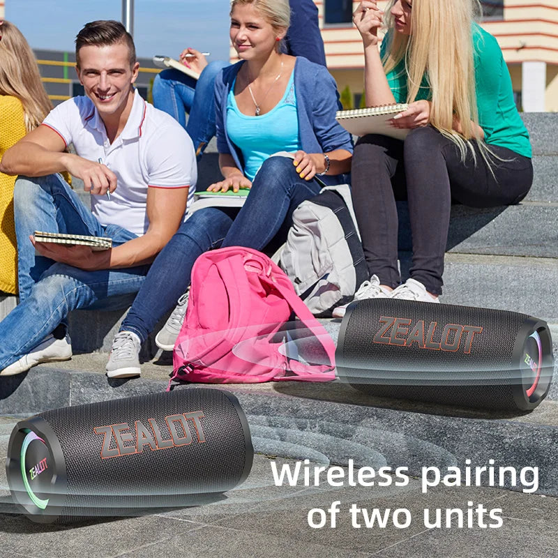 ZEALOT-S76 50W Tragbarer Super-Subwoofer Tragbarer Lautsprecher für Zuhause und Outdoor, wasserdichte Säule, Bluetooth-Lautsprecher, Soundbox
