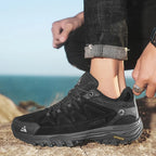 HIKEUP Leder Herrenschuhe für Herren Freizeitschuhe Mode Wasserdicht Winter Luxus Designer Marke Arbeitsstiefel Herren Rutschfeste Sneaker