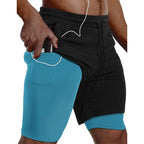Herren Sportshorts Sportbekleidung Doppellagige Laufshorts 2-in-1 Badehosen Sommer Fitnessstudio Training Jogging Short Pants Herren