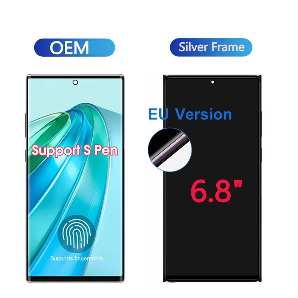 6,8 Zoll Super AMOLED für Samsung Galaxy S23 Ultra S918 LCD-Display Touchscreen Digitizer Baugruppe unterstützt Fingerabdruck und S-Pen