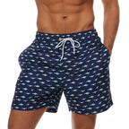 DATIFER Herren Sport-Badeshorts im neuen Stil Polyester-Druck Fitness-Badehose Surfen Badehose Badebekleidung