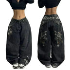 Amerikanische Y2K 2025 Neue weite Baggy Black Jeans Oversized Damen Street Casual Joker Denim-Hose Paar-Jeans Vintage Streetwear