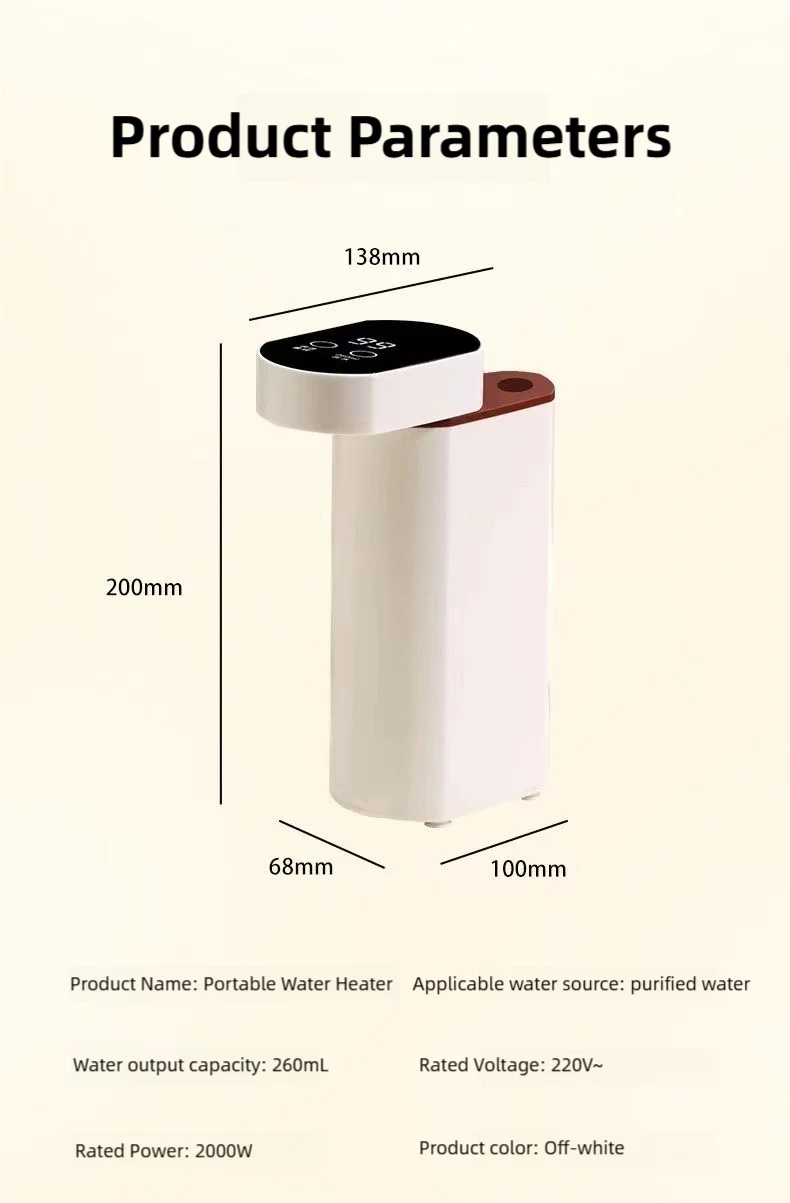 2000W Sofort-Heißwasserspender, 3-Sekunden-Schnellerhitzung, kompatibel mit Mineralwasser/Flaschenwasser, tragbarer Wasserspender