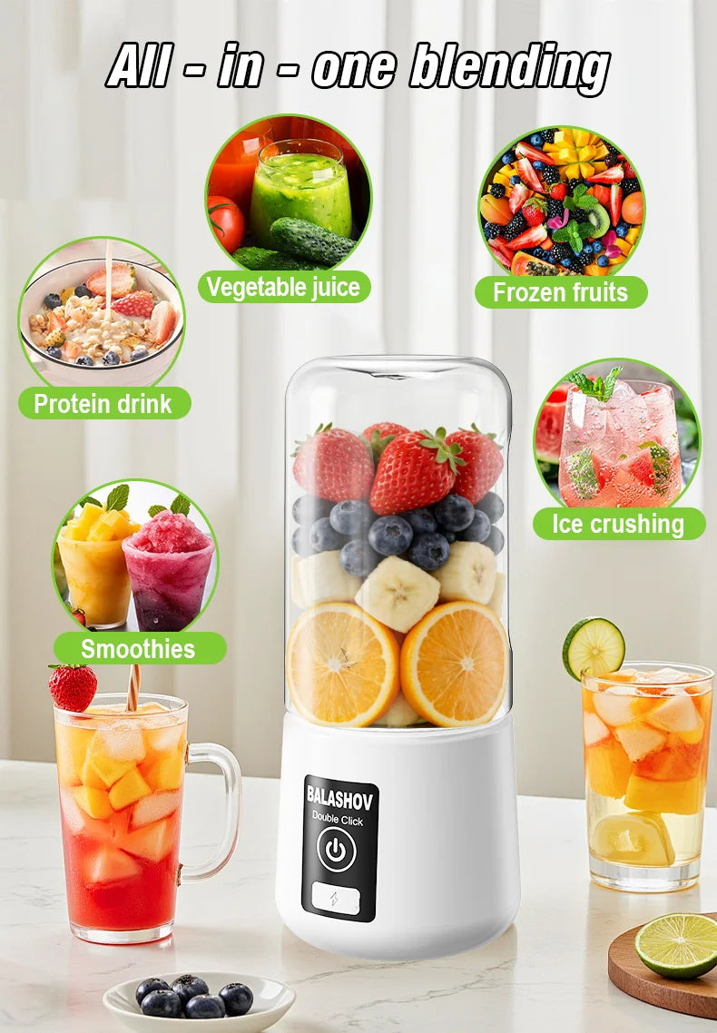 Tragbarer Entsafter Mixer 450ml USB Wiederaufladbarer Zitronen-Orangen-Frucht-Entsafter Becher Elektrische Saftmaschine Reiseentsafter
