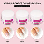 Nagelacrylpulver und Flüssigmonomer Nagelkunstdekoration für Maniküre-Set-Kit Kristall Nagelflitter 3D Nagelspitzen Schnitzwerkzeuge