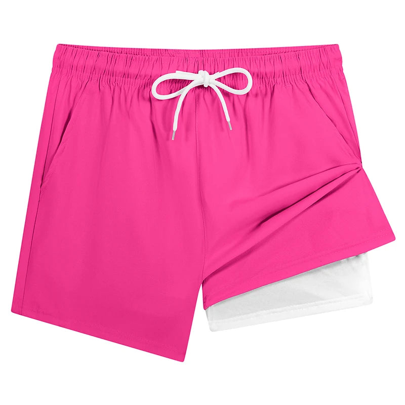 Herren-Badehose mit Kompressionsfutter, Handytasche, schnell trocknend, Badeshorts, Strandshorts, Bademode