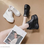 Fujin 13cm 2025 Echtes Leder Plateau Keilabsatz Flats Schuhe Chunky Sneaker Lässige Bequeme Hochwertige Herbst Spaziergangsschuhe