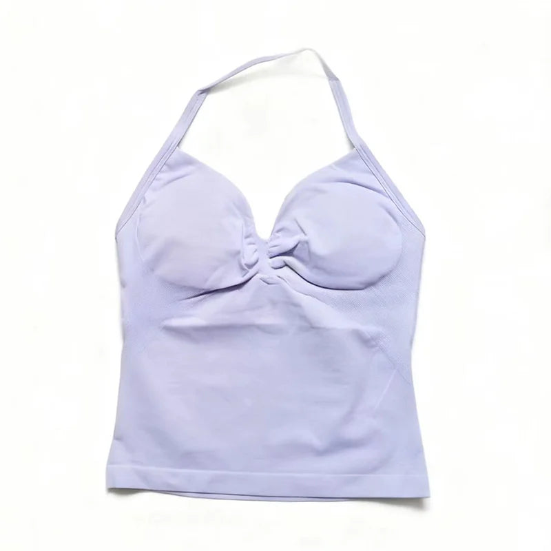 Gym Schöner offener Rücken BH Laufen Training Impact Neckholder Longline Trägertop Sport Yoga Weste Damen Fitness Tank Top