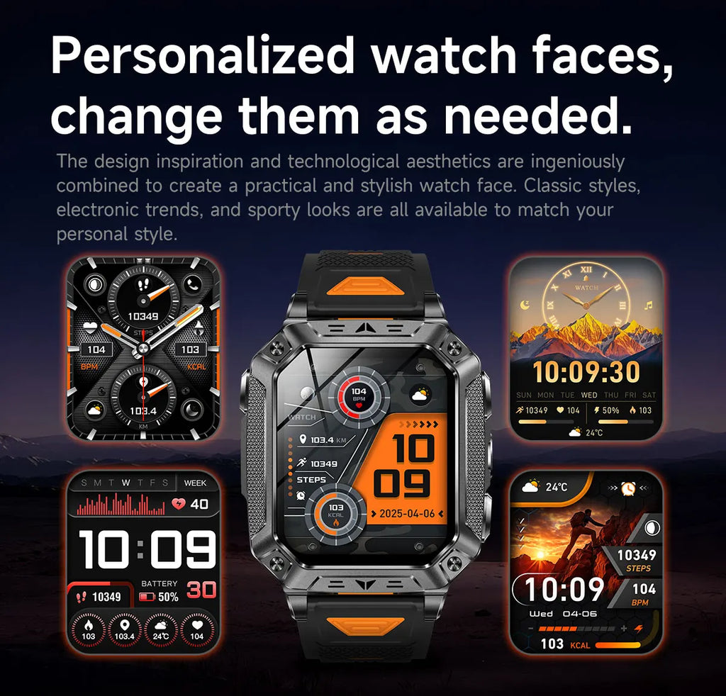 2026 TANK Neue 1400mAh Militär GPS Smartwatch Herren 2.01" AMOLED-Bildschirm 10ATM Wasserdichte Uhr SOS Anruf Taschenlampe Smartwatch iOS