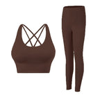2-teiliger Yoga-Anzug für Damen Trainingsanzug Sportkleidung Pilates Fitness-Anzug Gym Workout Push-up Kleidung Sport-BH Leggings-Anzug