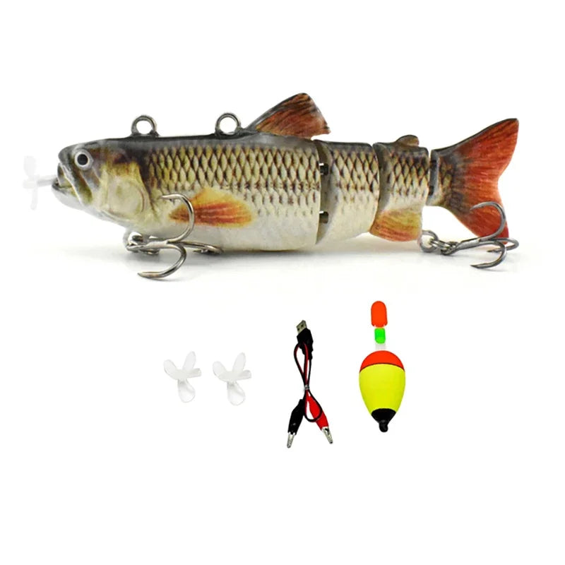 Automatischer Swimbait, elektrischer, robotergesteuerter Angelköder, 4-Segment, automatisch, mehrteiliger Köder, USB-wiederaufladbar, Wobbler, Pesca-Zubehör