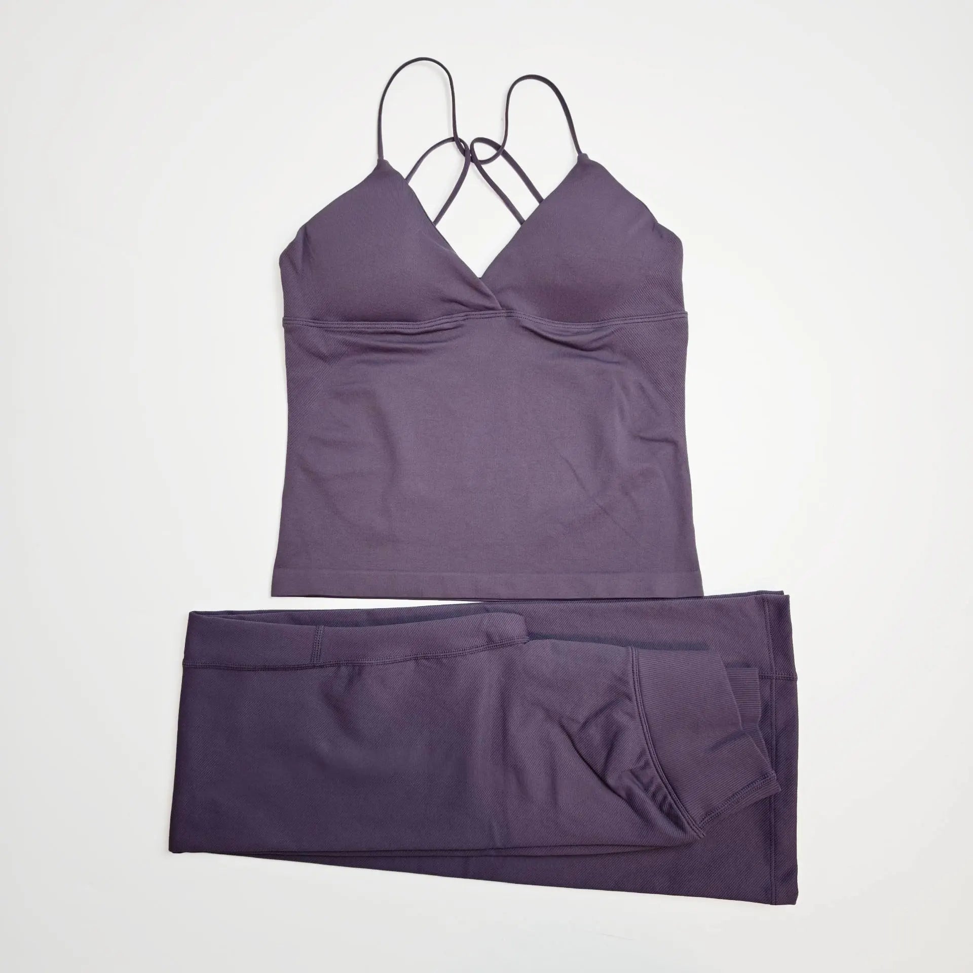 NCLAGEN Damen-Sportbekleidung, Vision-Set, verdrehtes Langarm-Oberteil vorne + Schlaghose, 2-teiliger Fitnessanzug, Trainings-Lauf-Outfit, Fitnessstudio-Kleidung