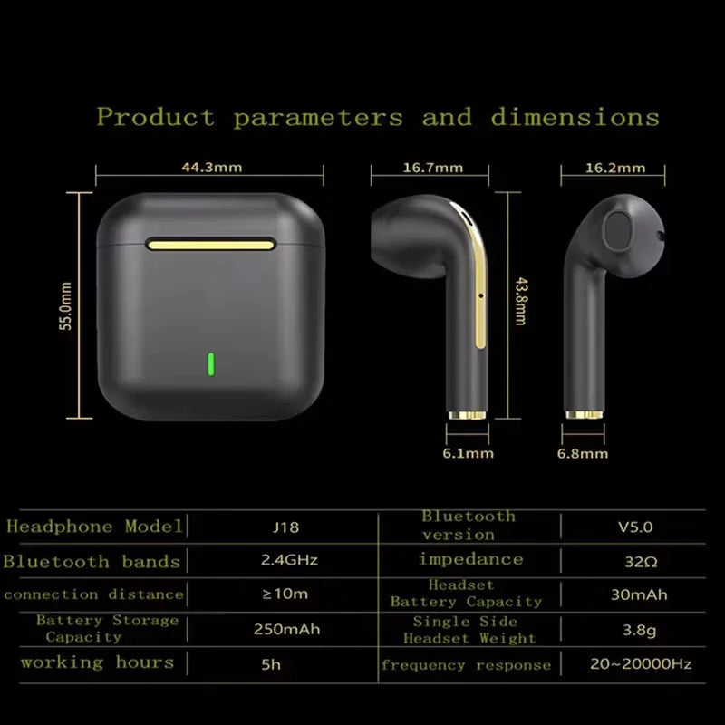 Xiaomi J18 TWS Kabellose Kopfhörer Geräuschunterdrückung Bluetooth 5.4 Kopfhörer Wasserdicht HIFI Stereo In-Ear Kopfhörer für Sport Musik