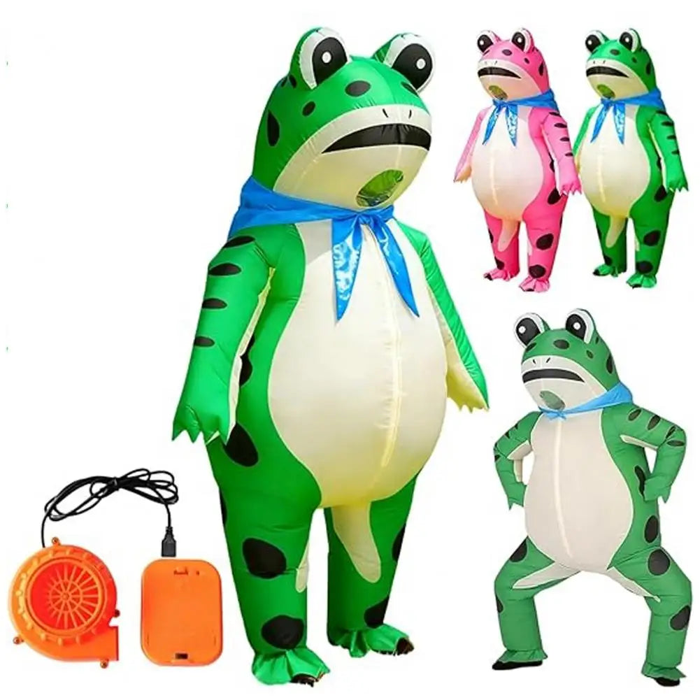 2025 Inflatable Frog Costume Funny Full Body Blow Up Cosplay Costume Suit for Adult Kids Halloween Quick Inflation Frog Suit