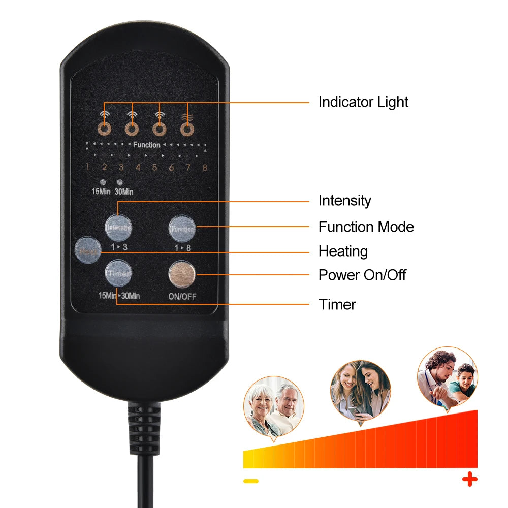 Massagesitzauflage Elektrisch Heizend Vibrationsmassage Nacken Rücken Körperkissen Massage für Auto Zuhause Lendenwirbelmatratze